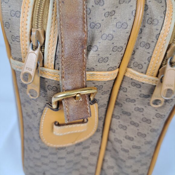 GUCCI Vintage GG Monogram Canvas Coated Weekender Travel Brown Crossbody BAG - Picture 7 of 13